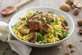 Linguine sauce romesco et champignons