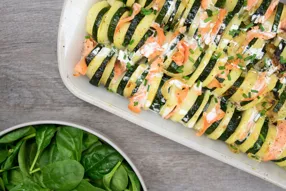 Gratin de courgettes au saumon fumé