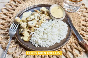 Poulet aux champignons et sabayon à la moutarde