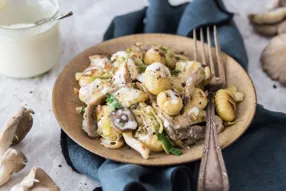 Poêlée de gnocchi aux pleurotes et à la crème d'Isigny