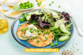 Pancakes de petits pois et fromage à tartiner au curry
