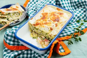 Lasagnes à la poitrine fumée, courgette et parmesan