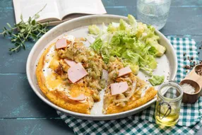 Tarte à la semoule de maïs façon pizza (mozzarella, champignons et origan)