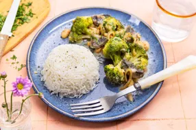 Mijoté de haricots blancs et brocoli au lait de coco