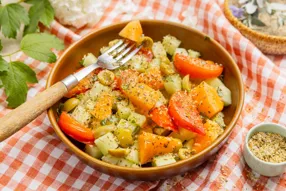 Salade de melon, concombre et vinaigrette pimentée chimichurri
