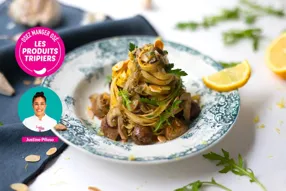 Tagliatelles persillées de Justine aux rognons de veau au pastis, sauce gourmande au beurre