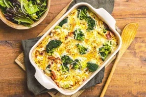 Gratin de brocoli et poitrine fumée à l'emmental