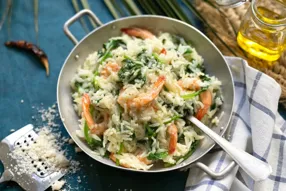 Risotto de crevettes et épinards au parmesan AOP