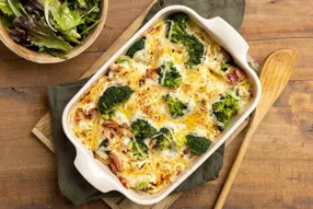 Gratin de brocoli et poitrine fumée à l'emmental