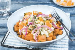 Bowl patates douces et tacaud façon ceviche aux agrumes