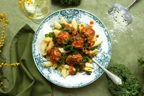 Penne aux boulettes de boeuf au parmesan