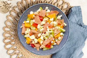 Salade fraîcheur au jambon fumé végétal et melon