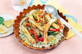 Halloumi grillé aux légumes & boulgour aux herbes