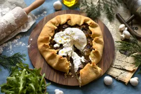 Tarte rustique aux champignons, burrata et basilic (pâte à tarte maison)