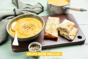 Soupe de lentilles corail à la turque et böreks de poireau