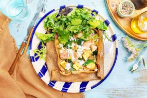 Galette de sarrasin poitrine fumée, féta, courgette