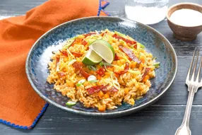 One pot mexicain piquant au chorizo, riz et cheddar