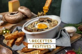 Cassolette de Portobello et champignons de Paris au comté de Noël