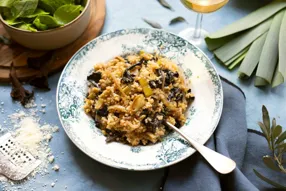 Risotto de fregola sarda aux trompettes de la mort