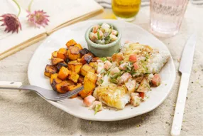 Poisson blanc (selon arrivage) et condiment au kaki et gingembre