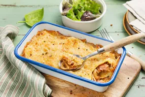 Lasagnes à la compotée d'oignons et poitrine fumée