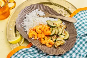 Crevettes sautées à la citronnelle et curry rouge