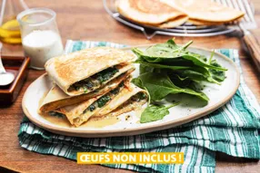 Quesadillas aux épinards, féta, menthe et aneth