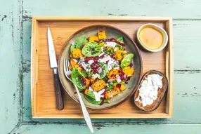 Salade de butternut, patates douces, coco et vinaigrette au rhum et citron vert