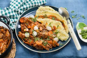 Mijoté de lentilles et champignons au vin rouge