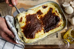 Lasagnes aux champignons et à la crème de féta