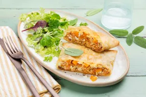 Bricks de courge à la sauge, féta et noix de muscade