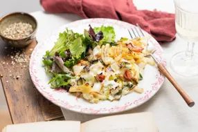 Gratin de macaronis au Brillat-Savarin, poireau et poitrine fumée