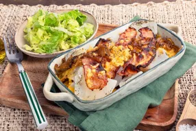Gratin de navets à la poitrine fumée et cheddar