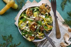 Galette de poireau au tofu soyeux et salade d'hiver