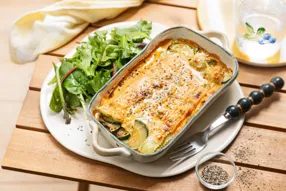 Gratin crémeux de ravioles du Dauphiné et courgette