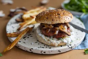 Burger de porc à la forestière et champignons Portobello