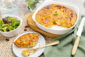 Clafoutis au chèvre, carottes et oignons caramélisés
