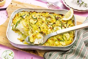 Gratin de poisson à la courgette et crème de cerfeuil