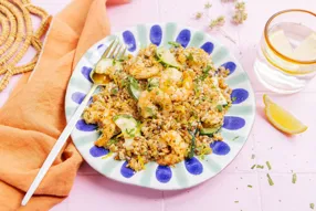 Crevettes citronnées et petit épeautre crémeux
