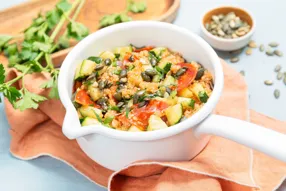 Quinoa tomaté au chorizo et à la courgette