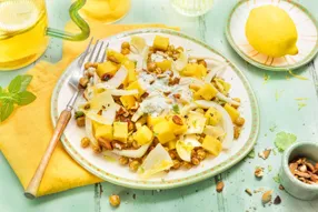 Salade de pois chiches mangue, endive et sauce curcuma