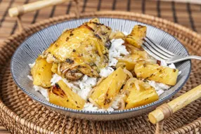 Poulet à l'ananas et épices chimichurri, arroz con coco (riz à la noix de coco)