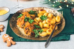 Palets de butternut aux fruits secs, persil cristal, gnocchi et beurre monté au citron