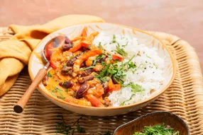 Mafé de poivron et haricots rouge aux cacahuètes et gingembre