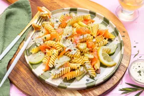 Salade de fusillis au saumon fumé et concombre