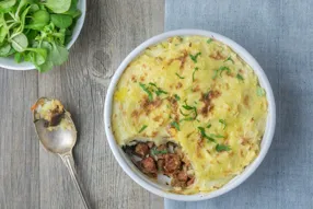 Parmentier de saucisses fumées à l'aubergine