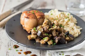 Paupiettes de dinde et aubergine fondante au miel et soja