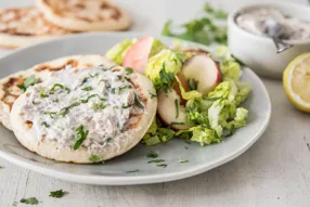 Blinis aux rillettes de maquereau fumé