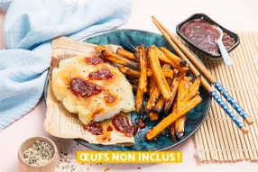 Fish and chips sauce dakgangjeong et frites de patate douce