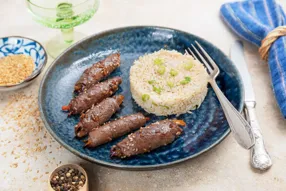 Roulés de boeuf aux légumes laqués à la sauce soja et sésame